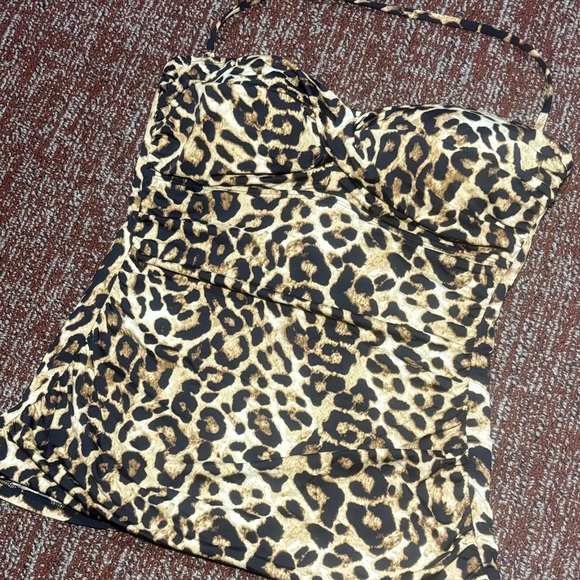 Lauren Ralph Lauren leopard twist tankini top hater tube top swimwear women’s 8